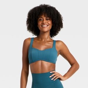 All In Motion Everyday Soft Light Support Corset Sports Bra- Blue- M- NWT